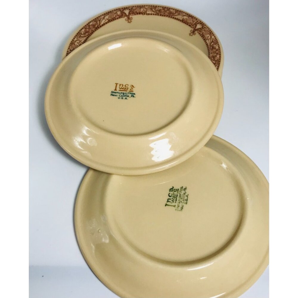 4 Vintage Edgemere Bread Plates Inca Ware Shenango Restaurant Ware Tan 5.5" - Picture 3 of 5